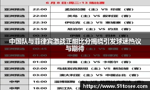 中国队与菲律宾激战正酣比分揭晓引发球迷热议与期待